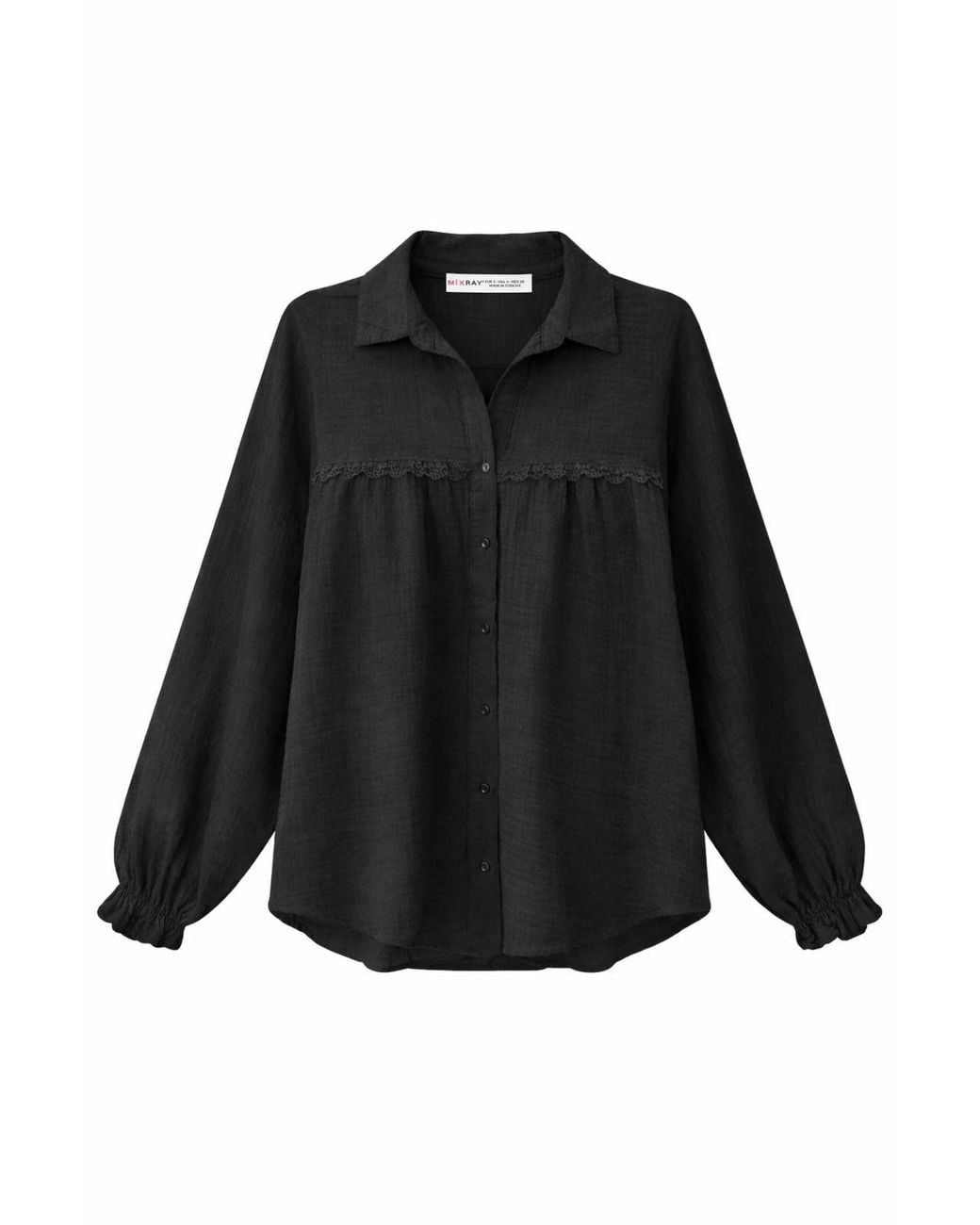 MixRay Black Textured Cotton Button-Up Shirt