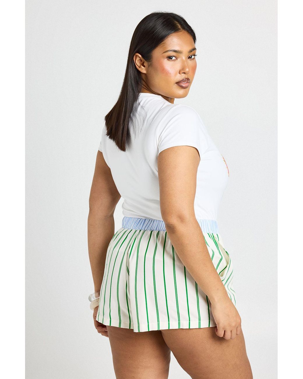 Boohoo White Plus Contrast Waist Boxer Shorts