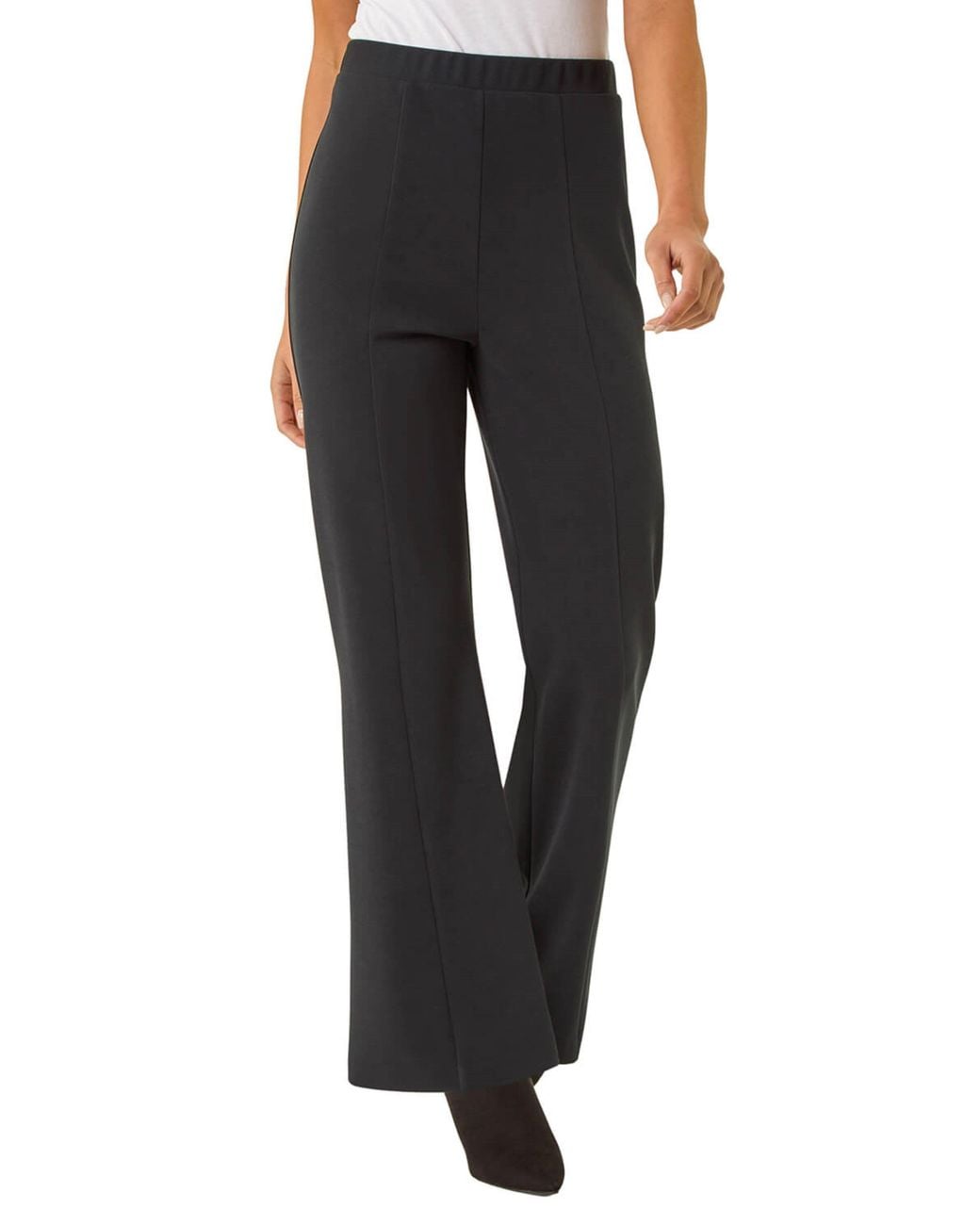 Roman Black Petite Premium Stretch Flare Trouser