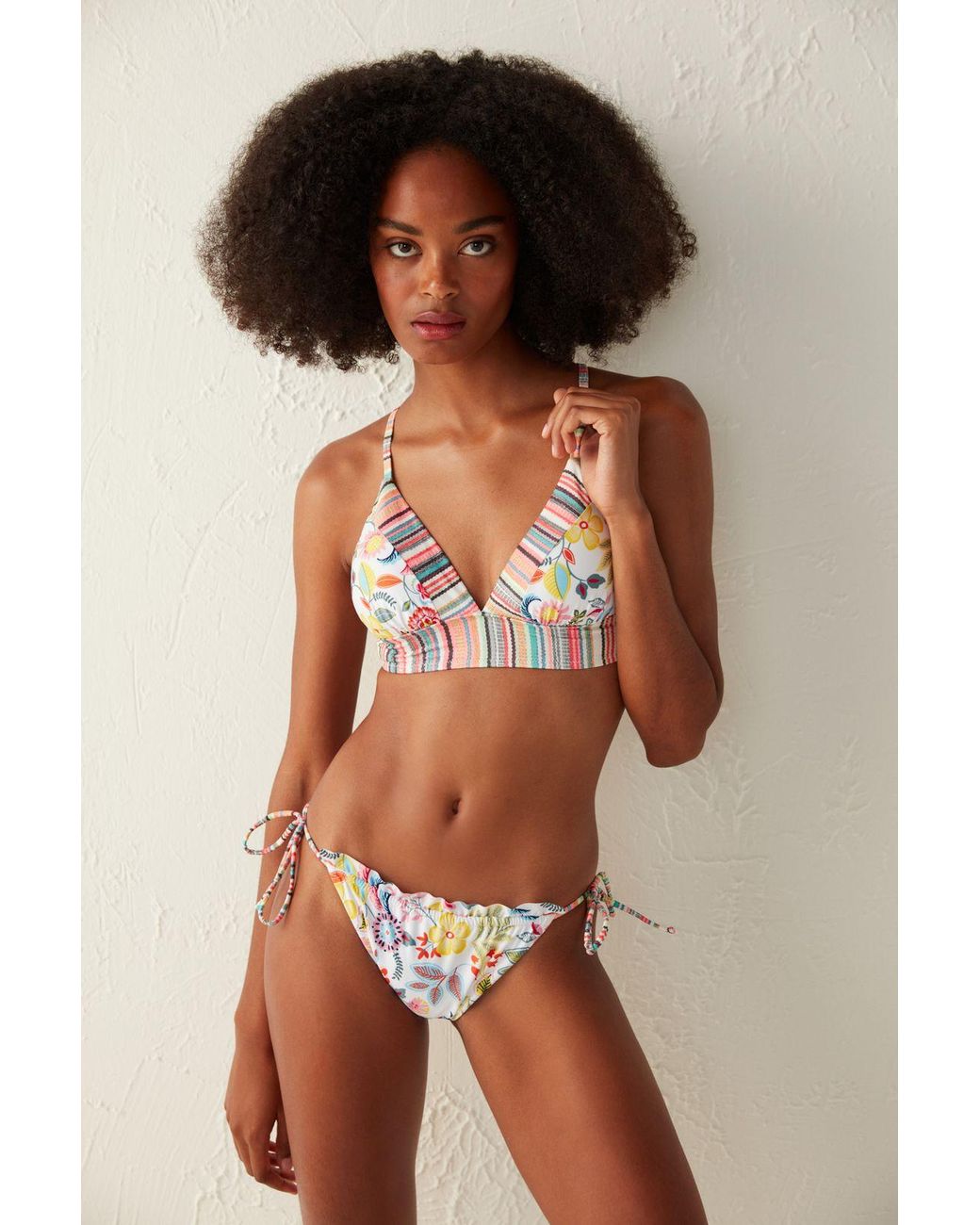 Penti Brown Floral Bralette Bikini Top