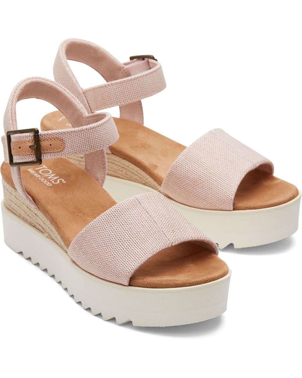 TOMS Metallic Diana Nylon Ballet Wedges Textile
