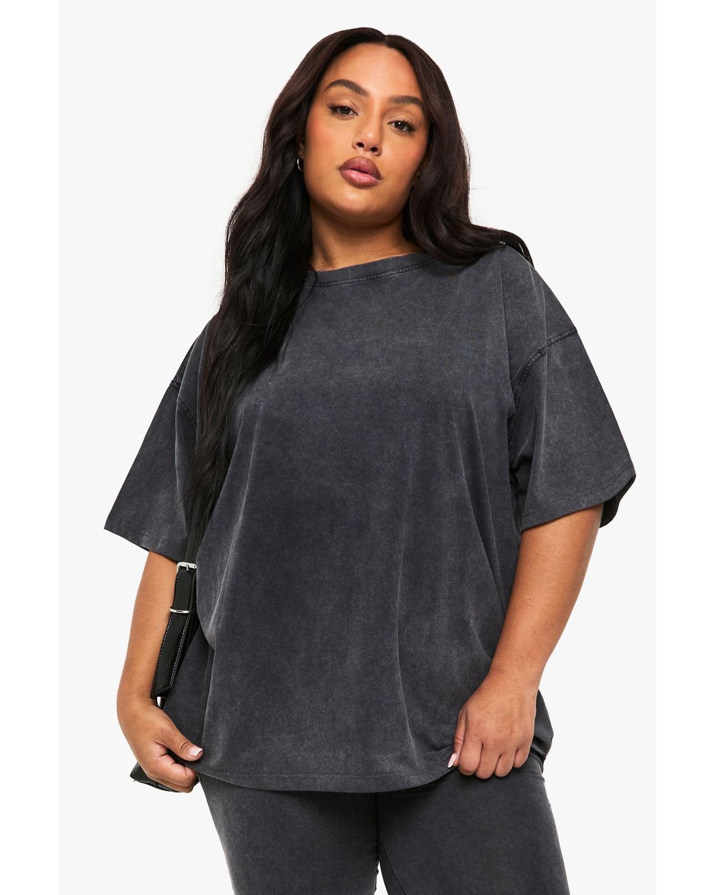 Boohoo Gray Plus Acid Wash Oversized T-Shirt
