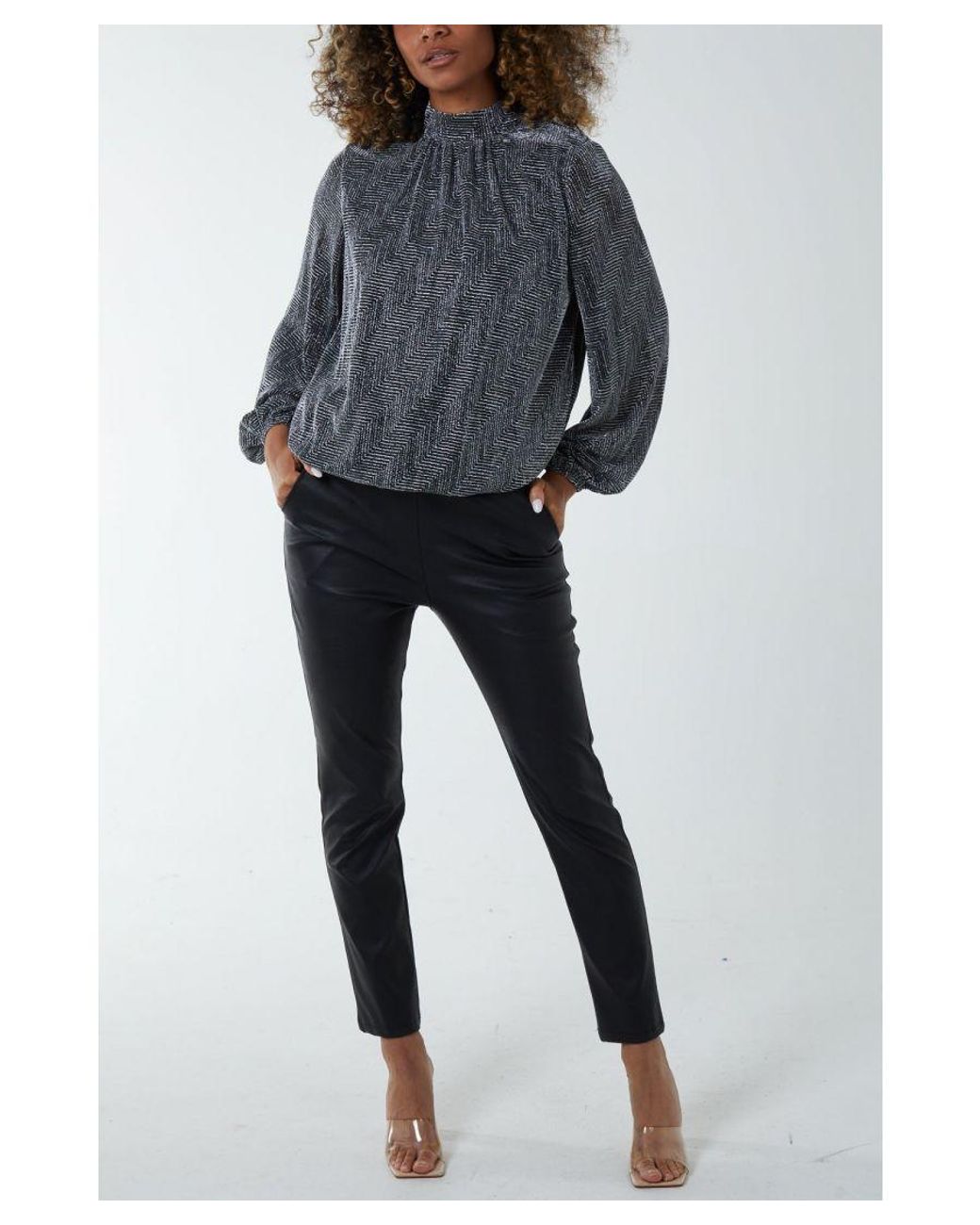 Blue Vanilla Blue Puffball High Neck Top