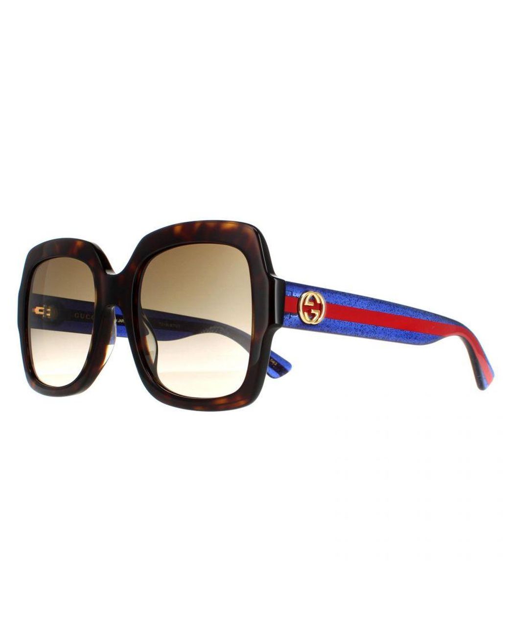 Gucci Brown Square Havana Glitter And Gradient Gg0036Sn