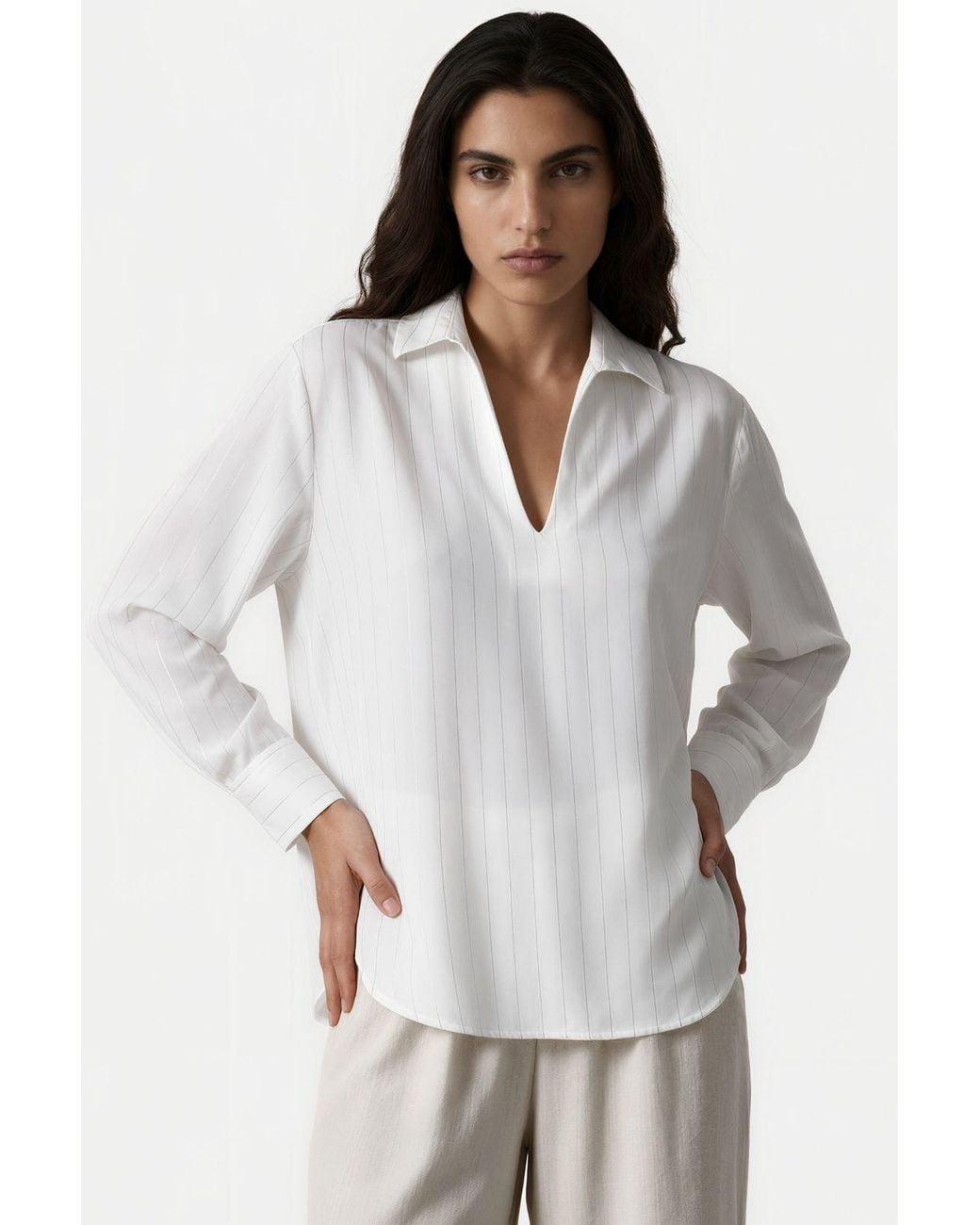 Msn-Collection White Lycra Blouse