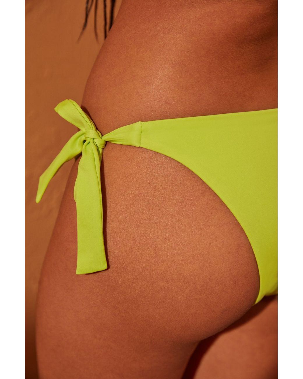 Penti Yellow Low-Waist Brazilian Bikini Bottoms With Tie Sides