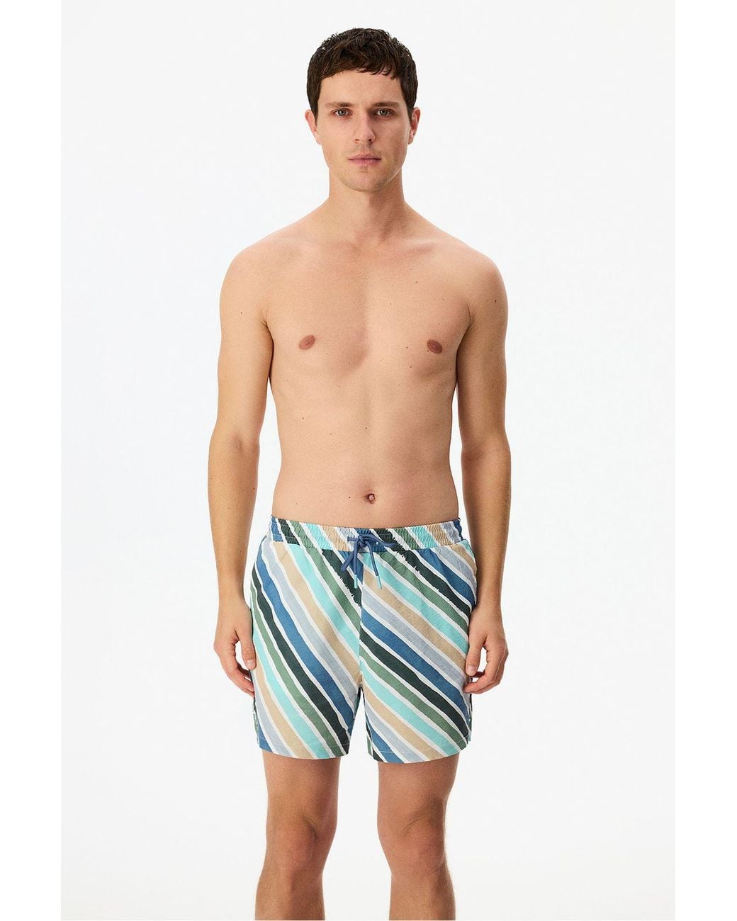 Penti Blue Cros Line Striped Swim Shorts for men