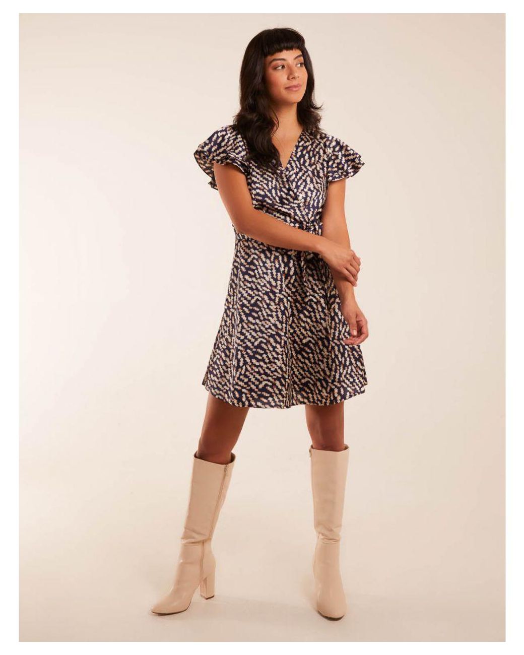 Blue Vanilla Blue Wrap Ruffle Mini Dress