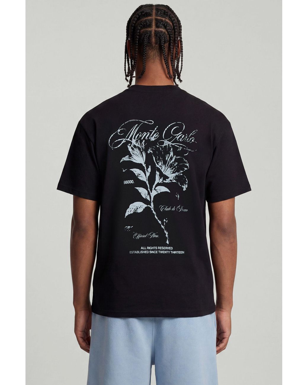 BoohooMAN Black Oversized Monte Carlo Floral Print T-Shirt for men