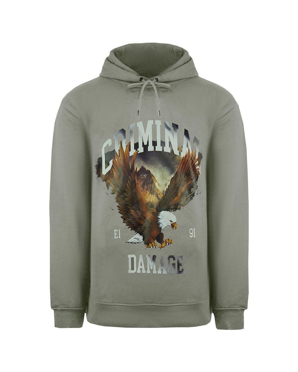 Criminal Damage Gray Eagle Hoodie Cotton for men