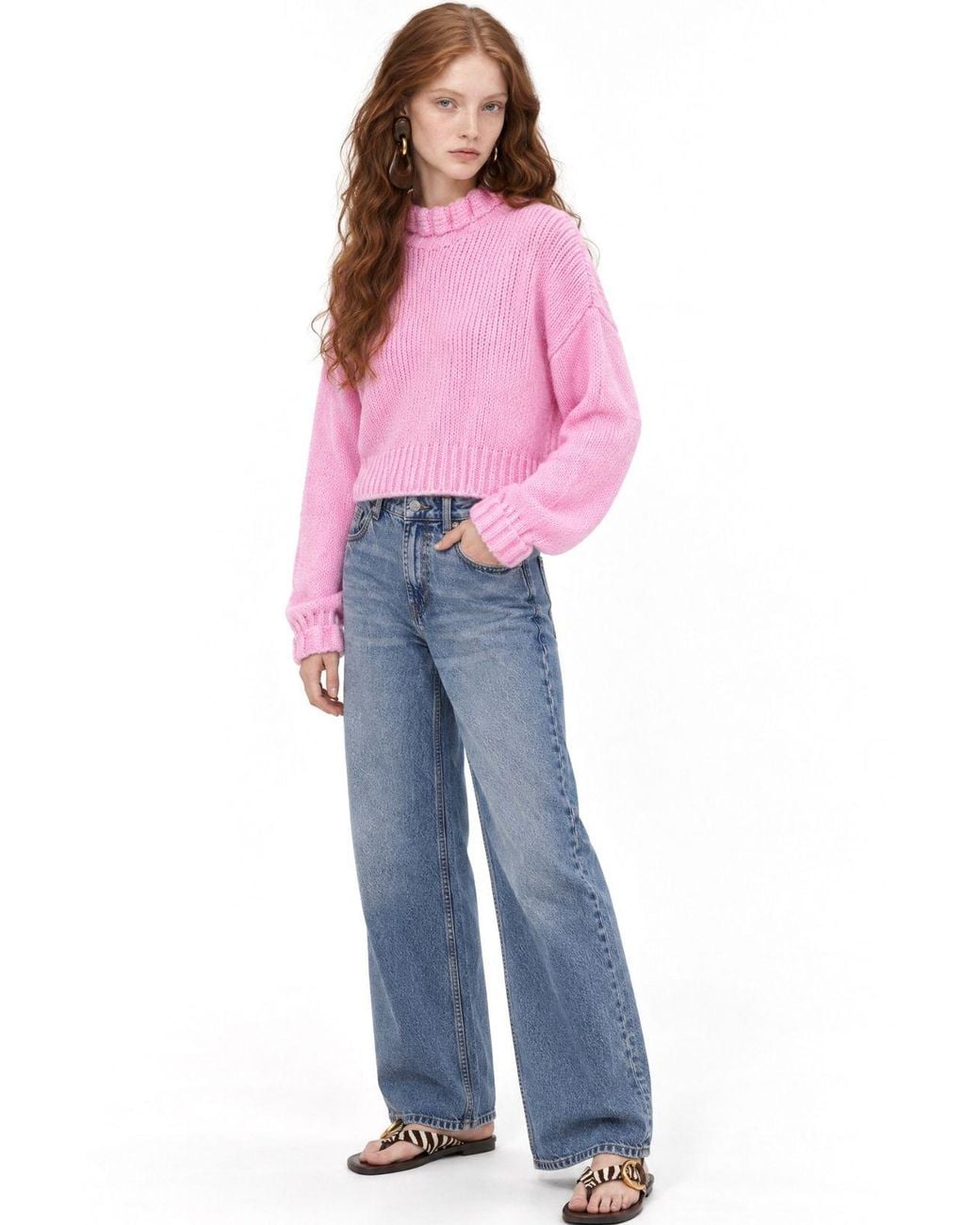 MixRay Thick Turtleneck Textured Crop Sweater