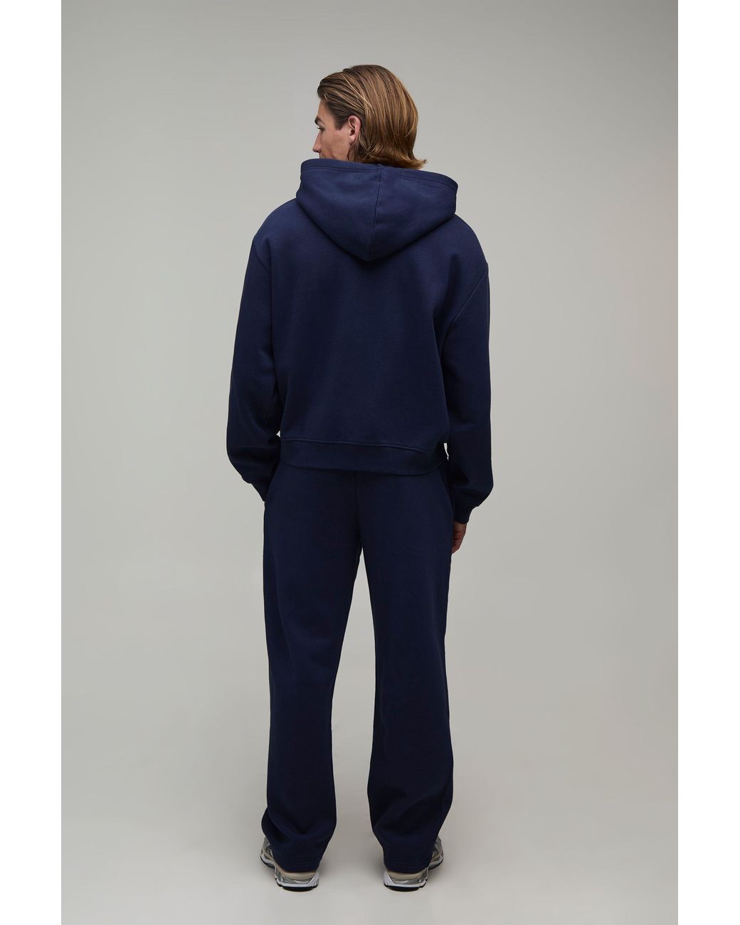BoohooMAN Blue Straight Fit High Build Printed Jogger for men