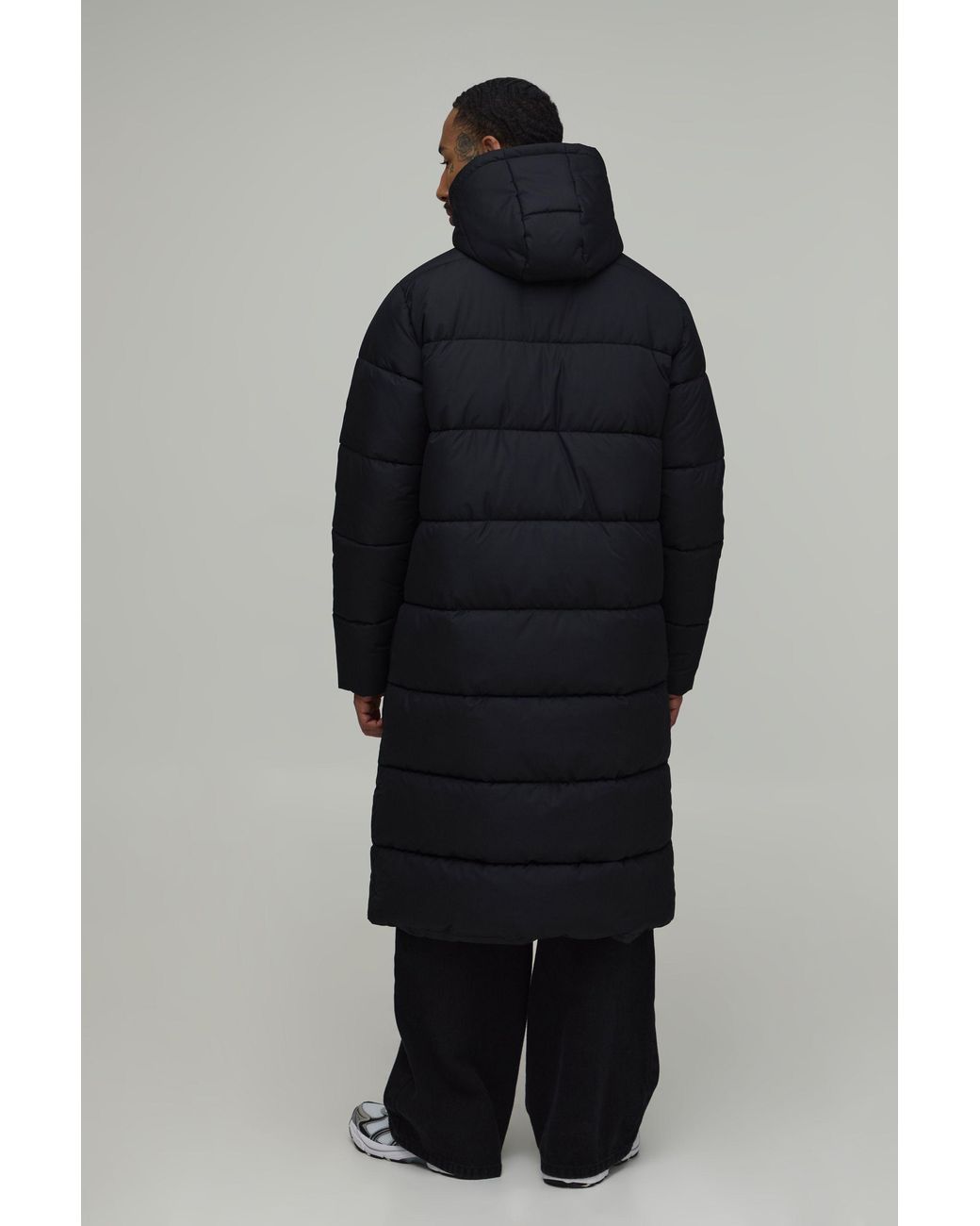 BoohooMAN Blue Regular Fit Longline Hooded Matte Puffer Jacket for men