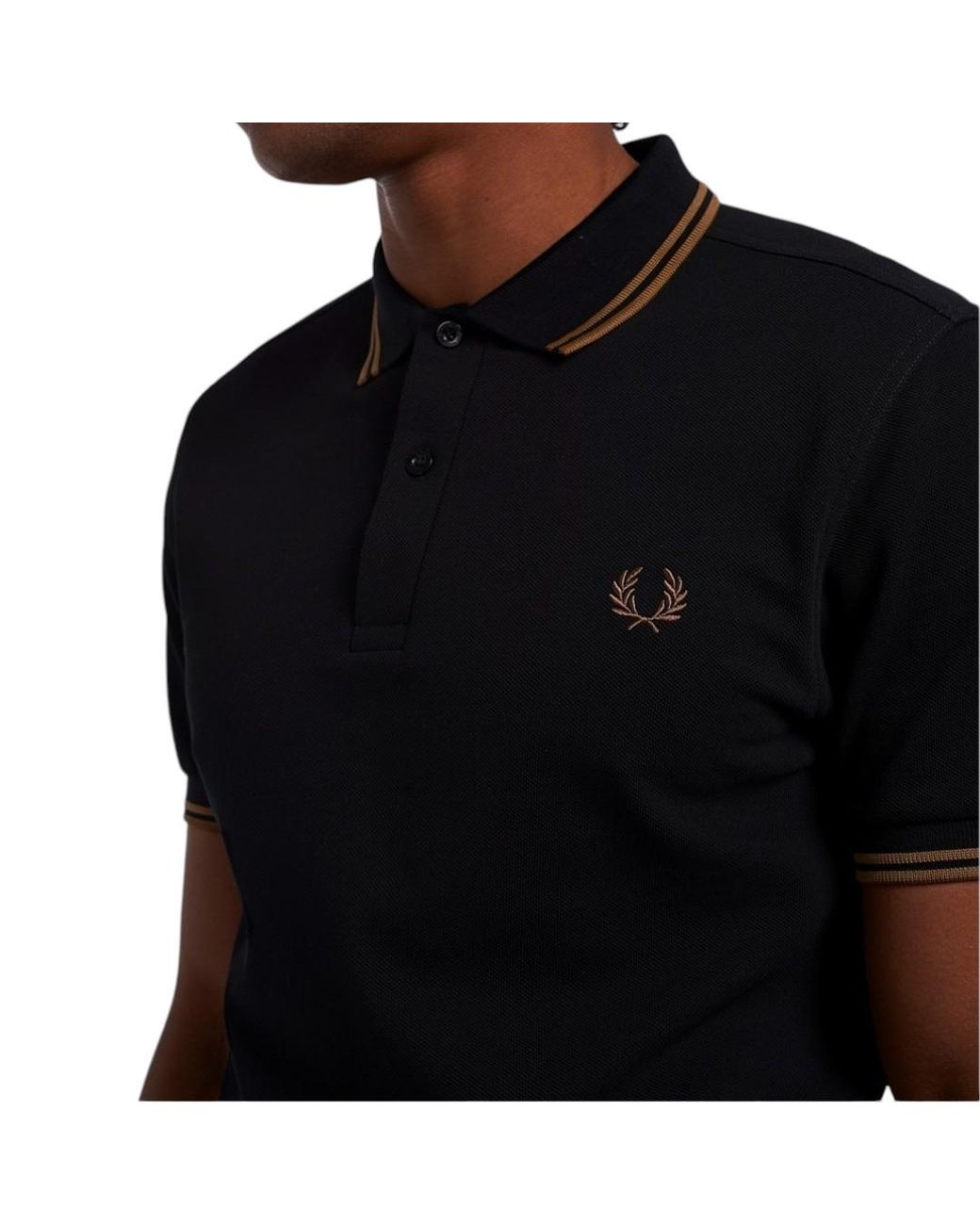 Fred Perry Black M3600 Twin Tipped Polo Shirt Cotton for men
