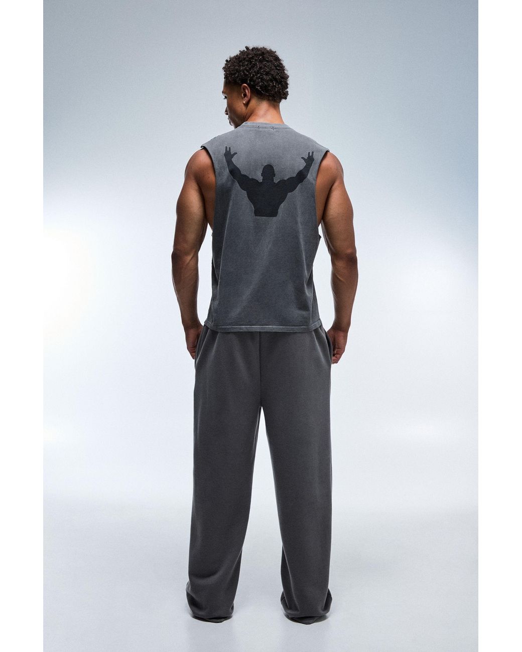 BoohooMAN Gray One More Rep Washed Regular Fit Tank for men