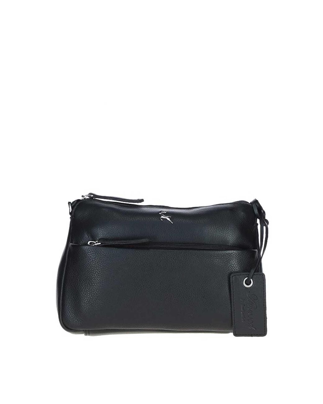 Ashwood Leather Black 'Belfast' Compact Zip-Closure Crossbody Bag