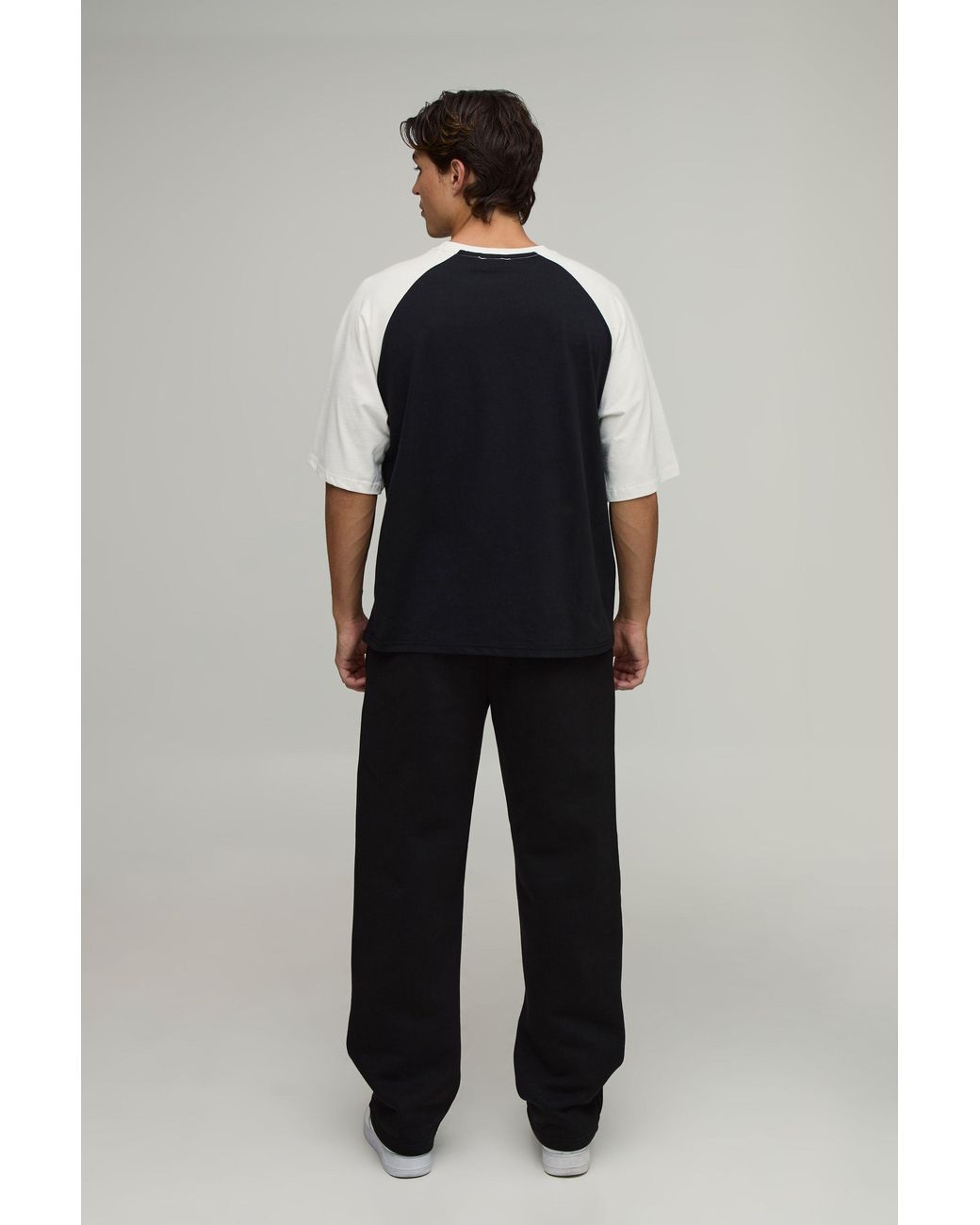 BoohooMAN Blue Essential Oversized Fit Raglan T-Shirt for men