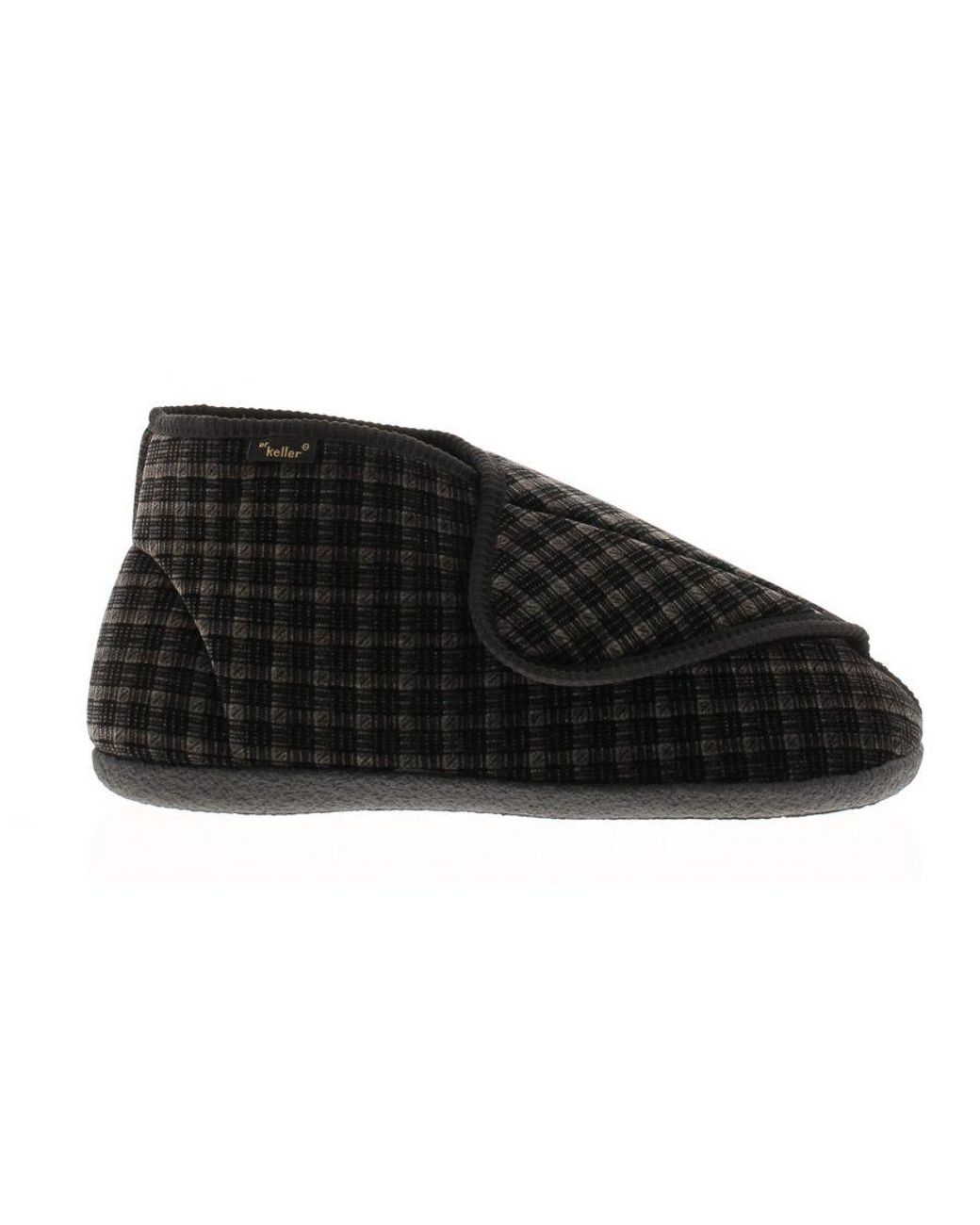 Dr Keller Black Slippers Boots Gerry Touch Fastening Textile for men