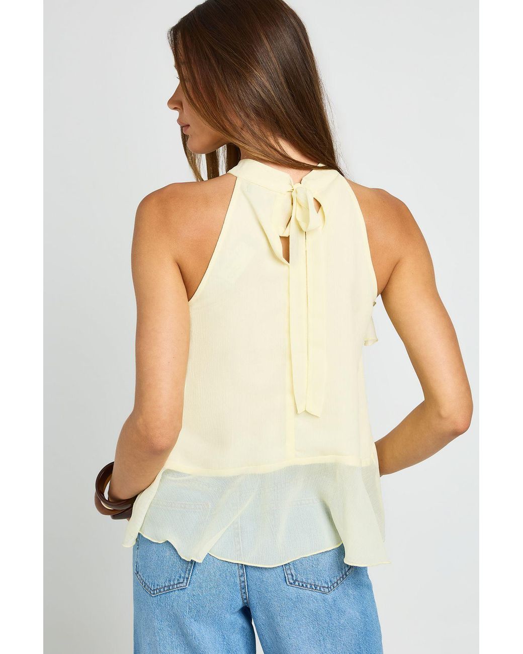 Boohoo White Ruffle Halter Top