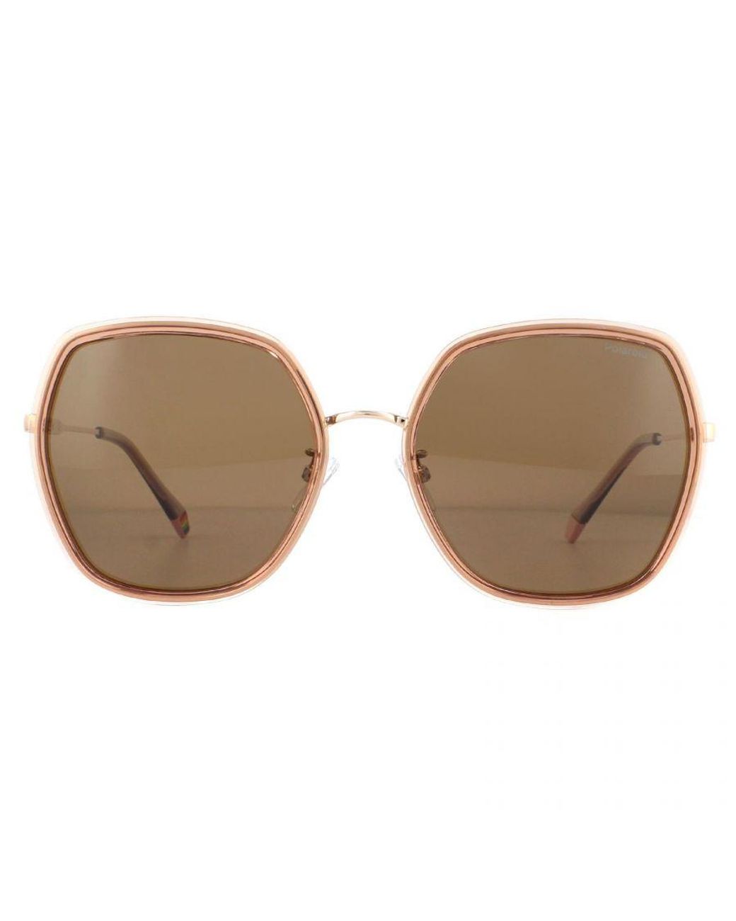 Polaroid Brown Square Bronze Polarized Sunglasses Metal