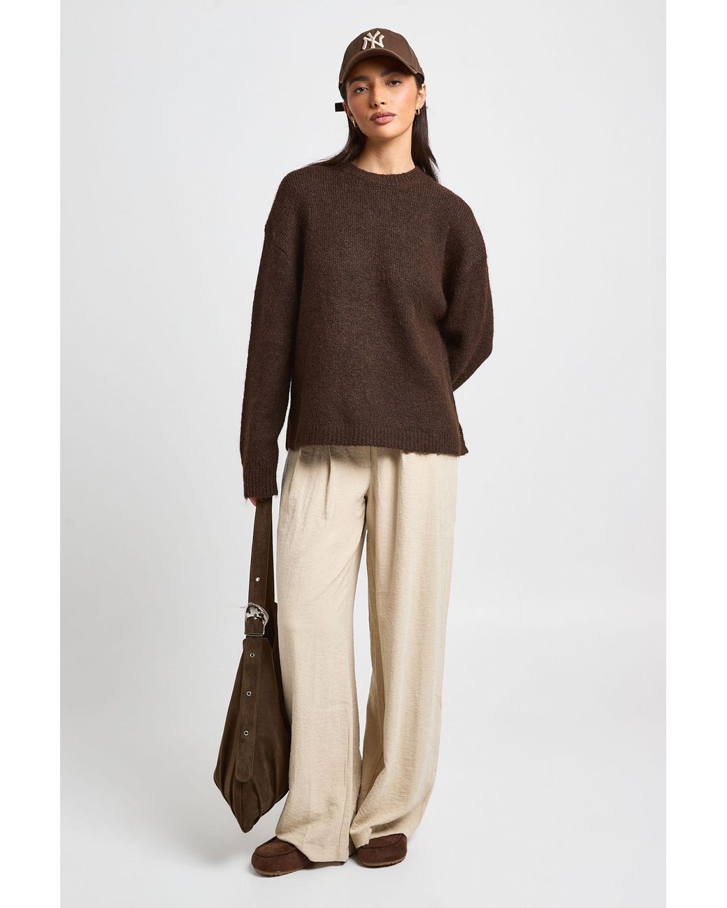 Boohoo Brown Super Soft Crew Neck Jumper