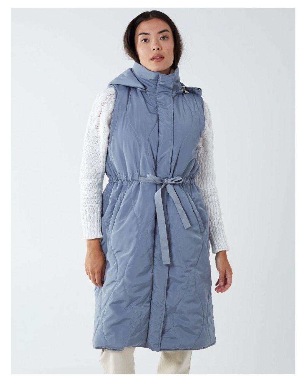 Blue Vanilla Blue Quilted Belted Gilet