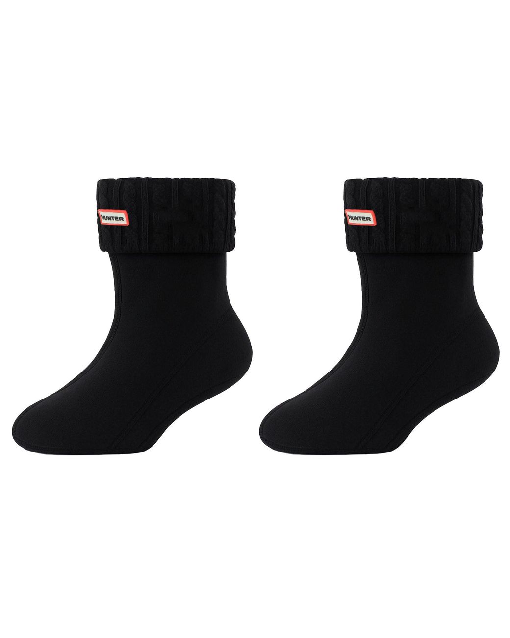 Hunter Black 6-Stitch Cable Boot Socks for men