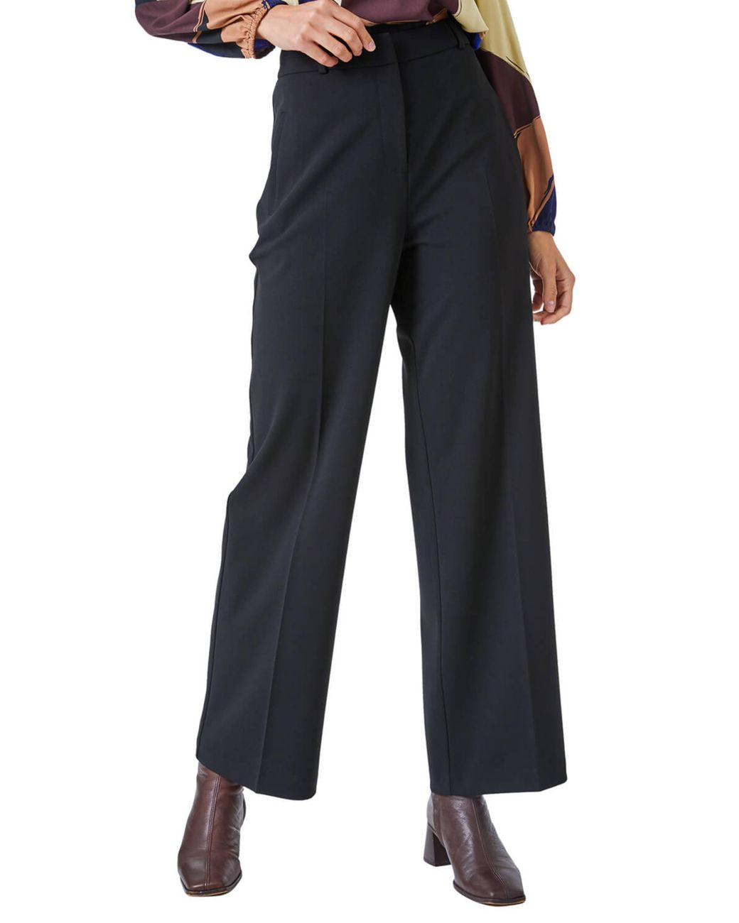 Roman Blue Short Wide Leg Stretch Trousers