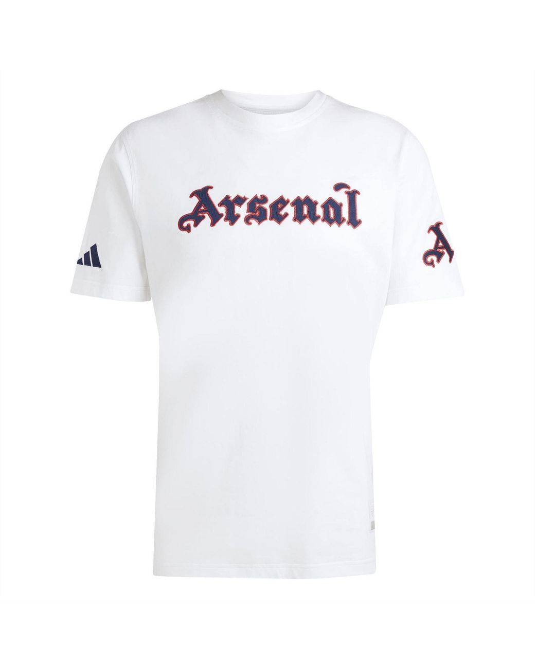 Adidas White Arsenal Logo Print Crew Neck Short Sleeve T-Shirt for men