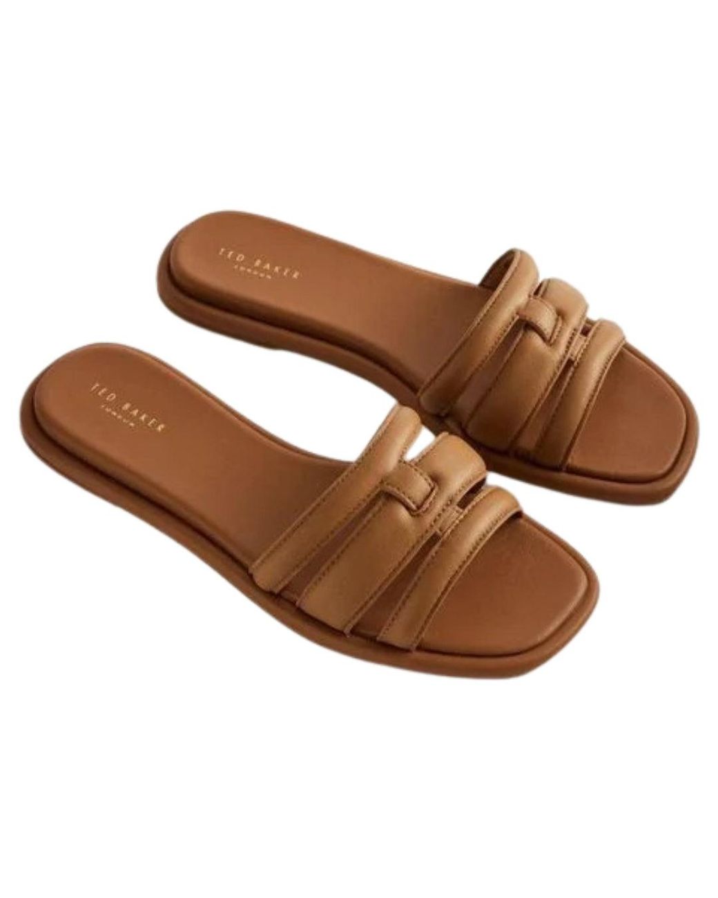 Ted Baker Brown Leeiaa Flat Woven T Logo Slide Sandals