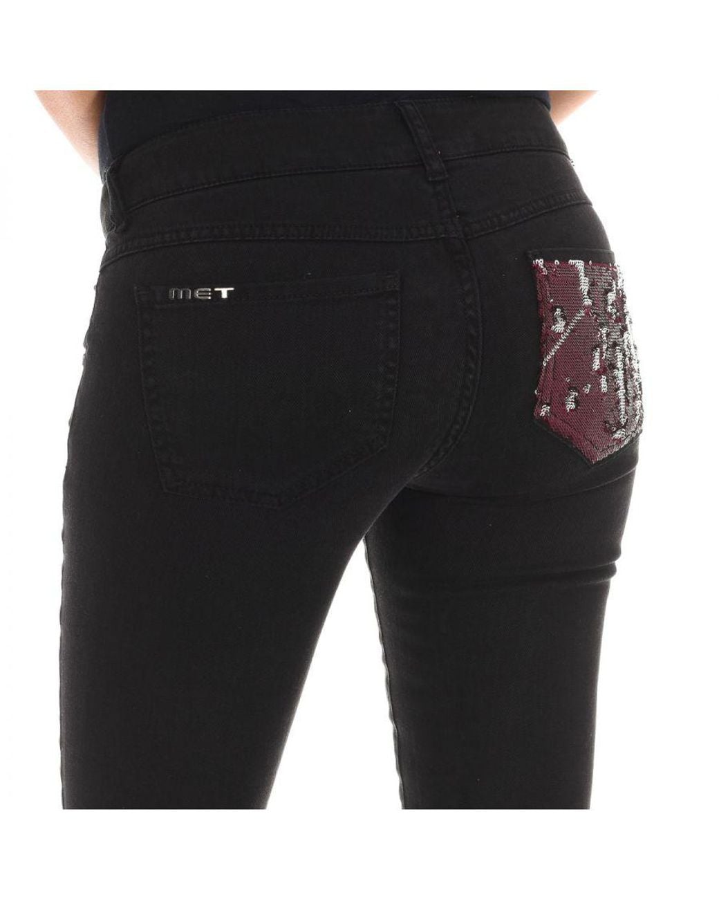 Met Black Long Jean Pants With Narrow Cut Hems 10Dbf0475-B088