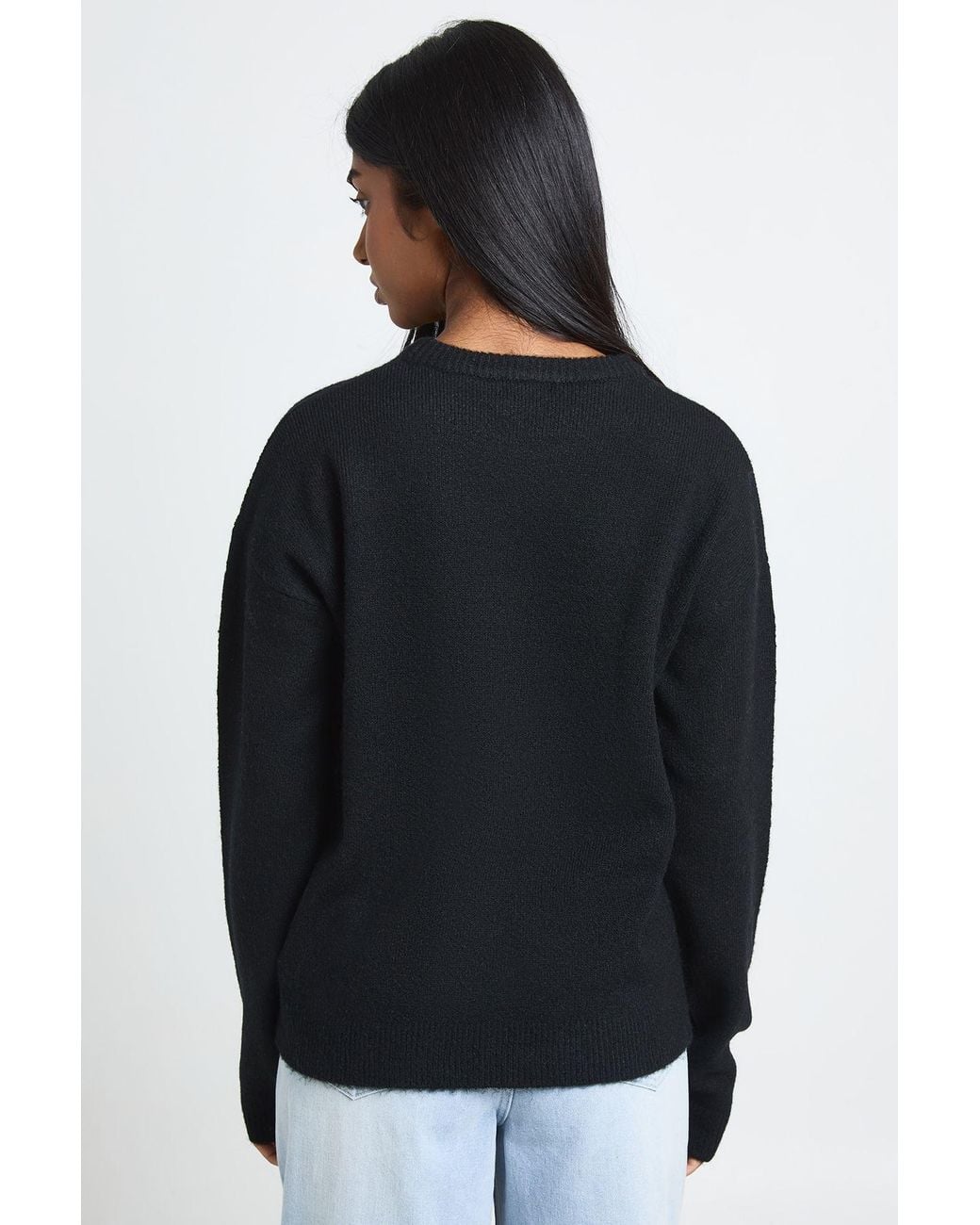 Boohoo Blue Knitted Crew Neck Jumper