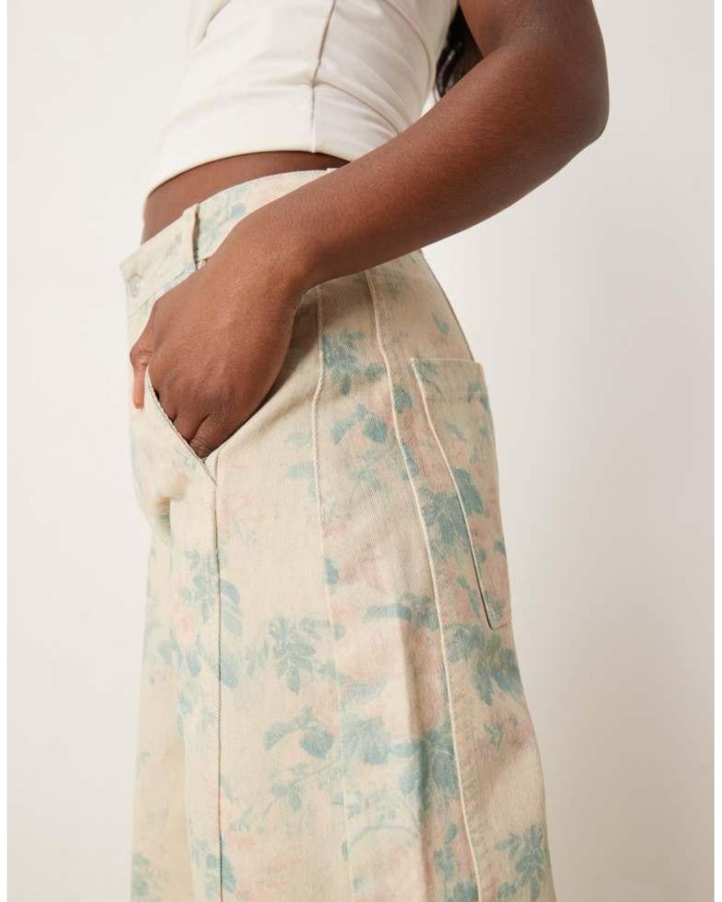 ASOS Natural Seamed Barrel Trousers