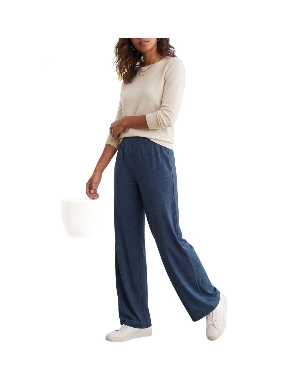 Kenneth Cole Blue Leggings Pull On Wide Leg Trouser Rise Stretchable Bottom