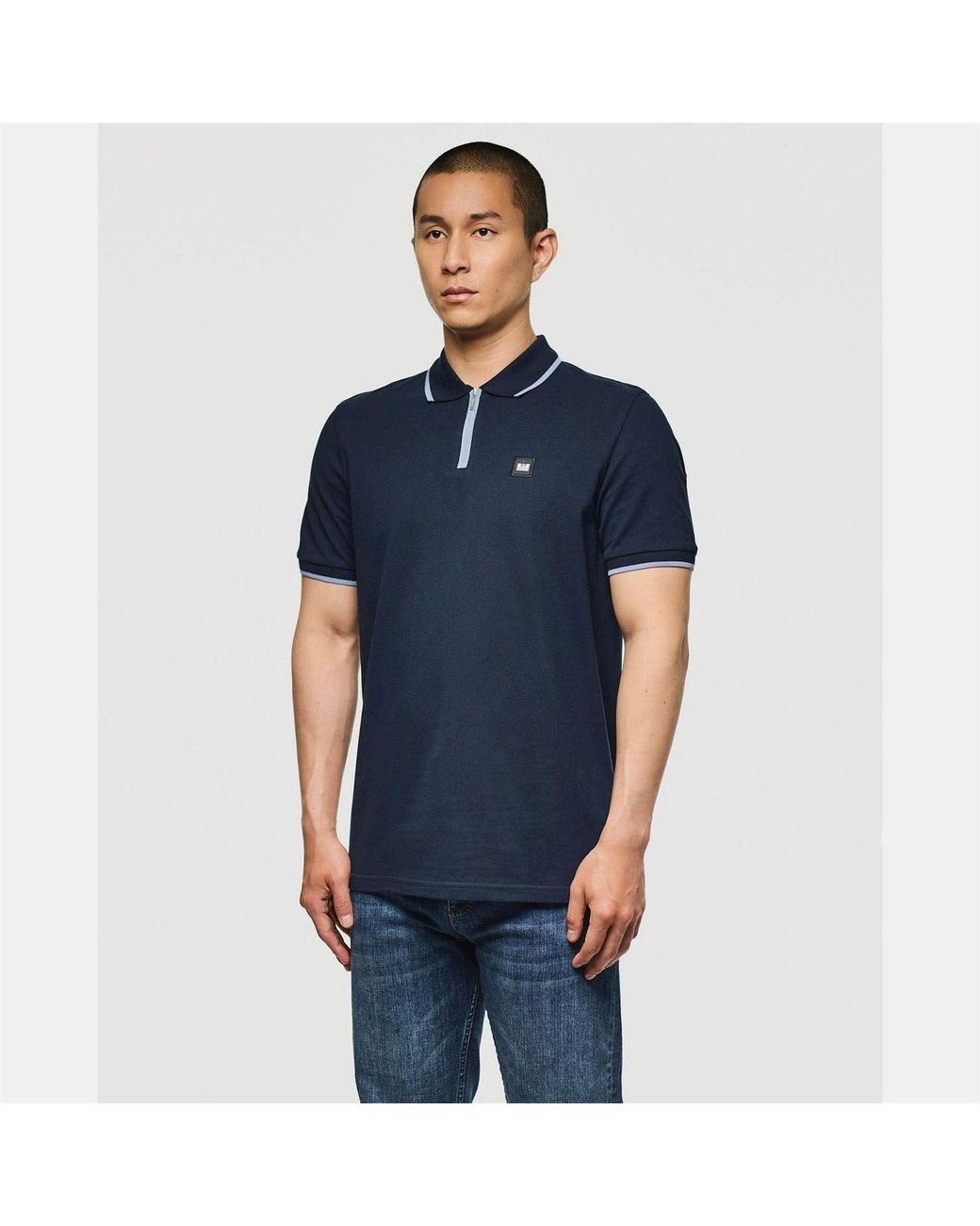 Weekend Offender Blue Monti Zip Polo Shirt for men