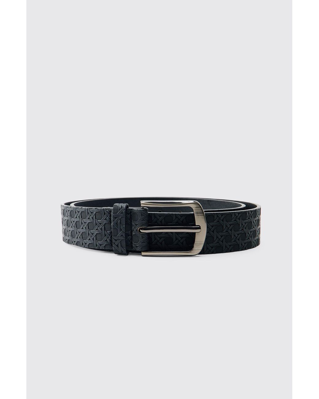 BoohooMAN Black Pu Embossed Textured Belt for men