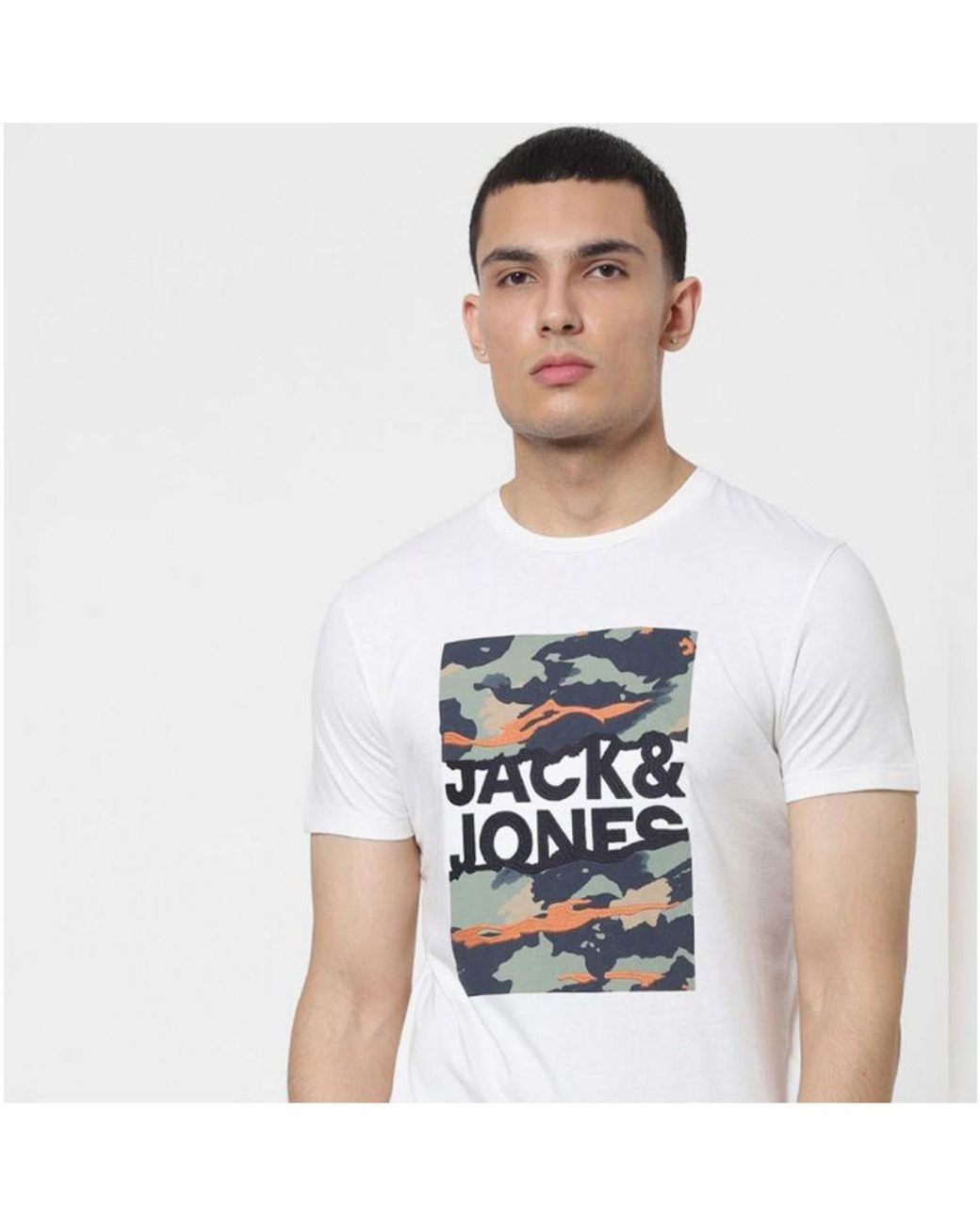 Jack & Jones White Jack&Jones Casual Cotton T-Shirt Crew Neck Short Sleeves for men