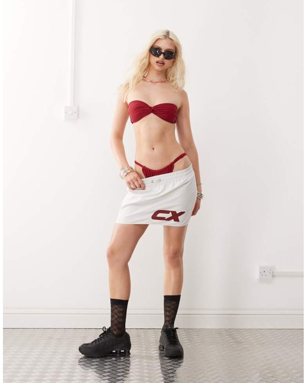 Collusion Pink Bandeu Bikini Top Co Ord
