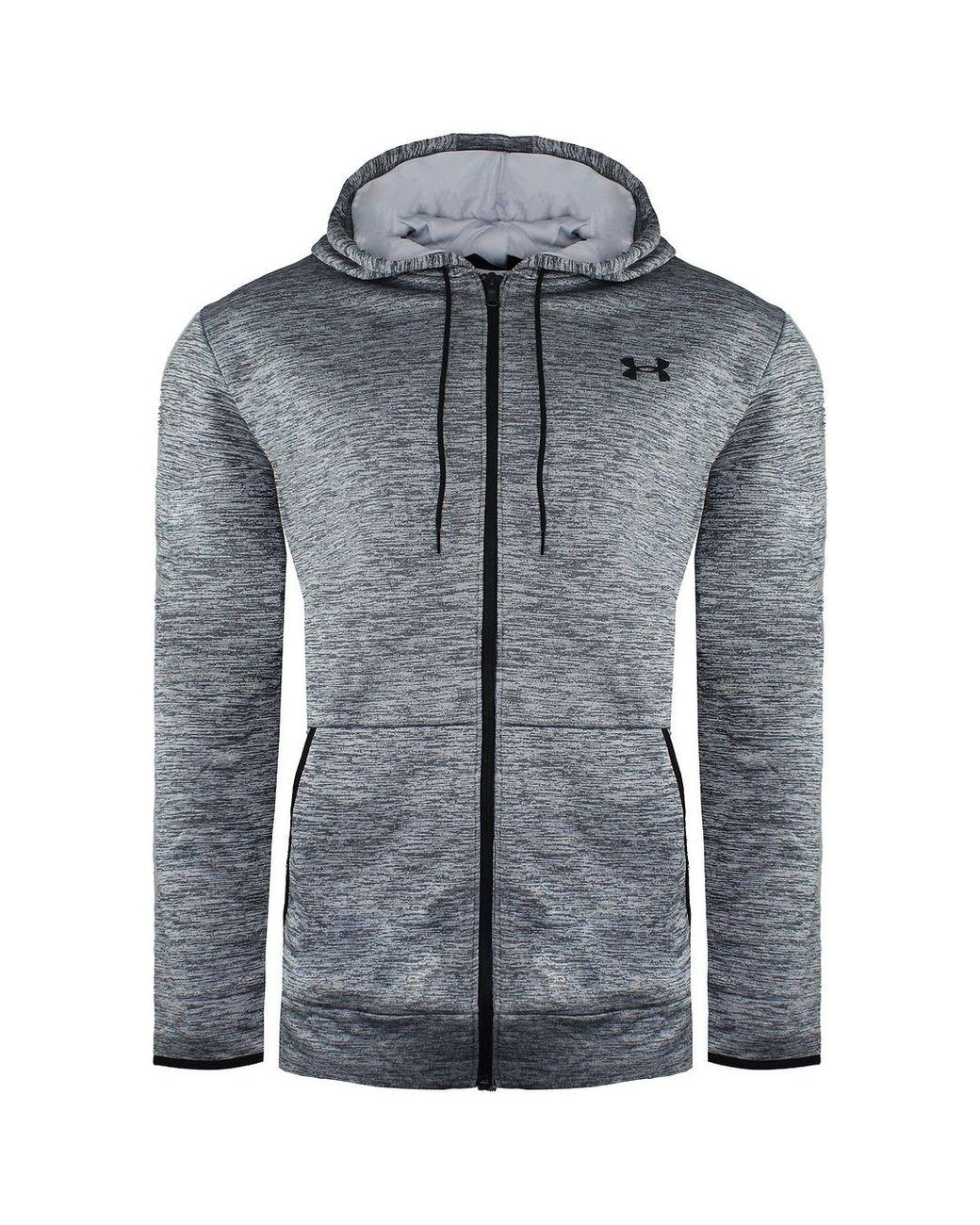 Under Armour Gray Long Sleeve Zip Up Fleece Hooded Track Jacket 1357110 014 for men