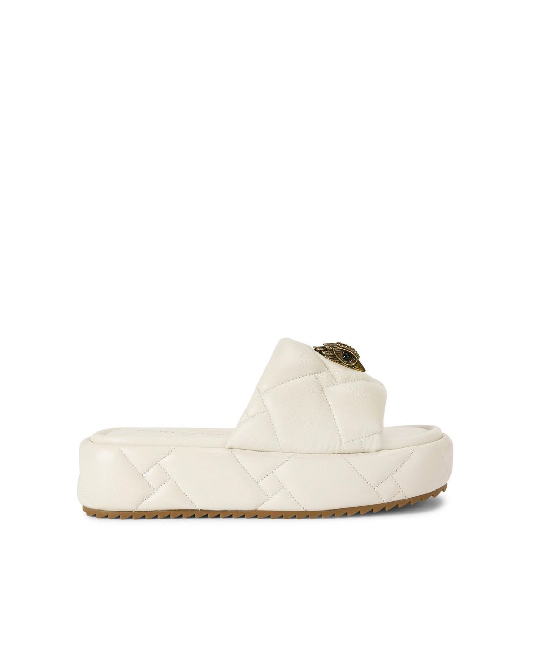 Kurt Geiger White Leather Kensington Puff Flatform Sandals