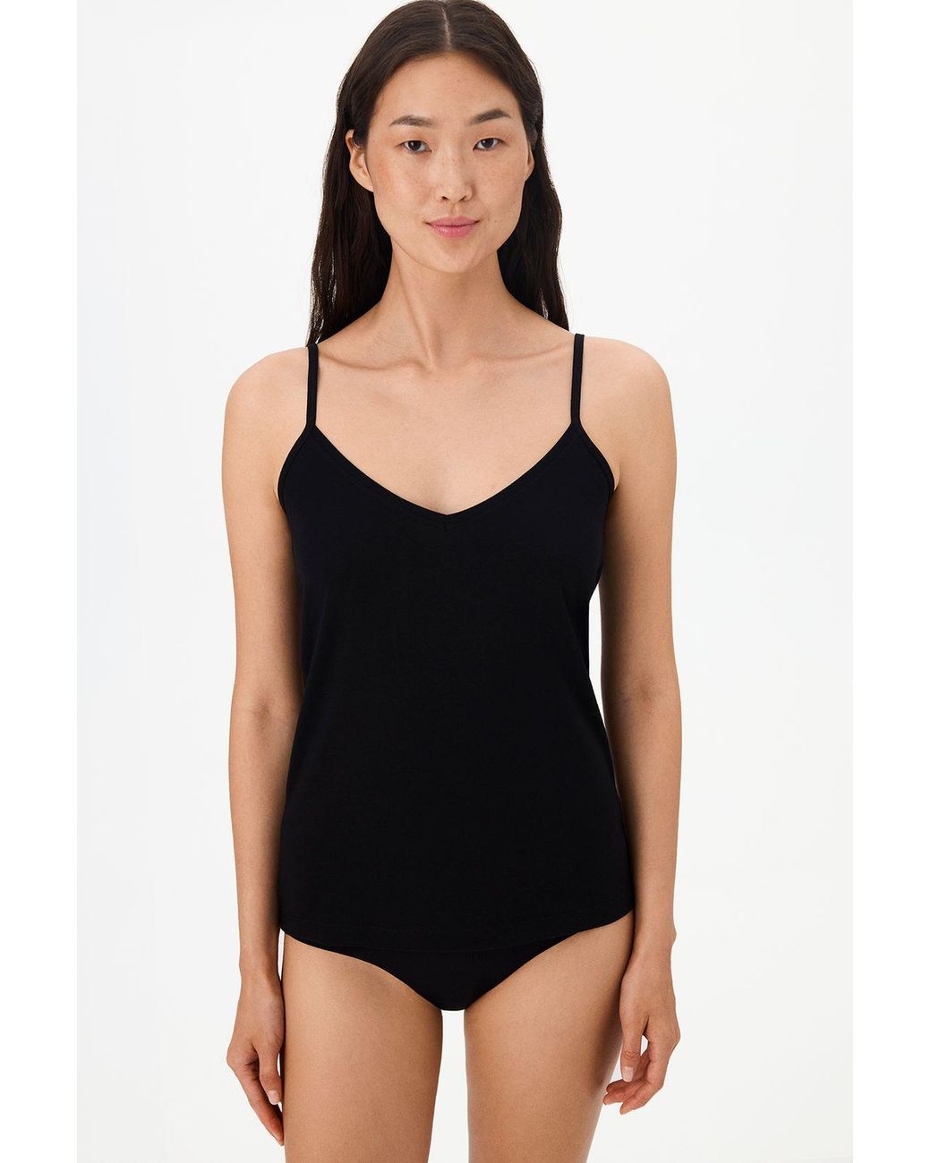Penti Black Fitted Cotton-Blend V-Neck Cami