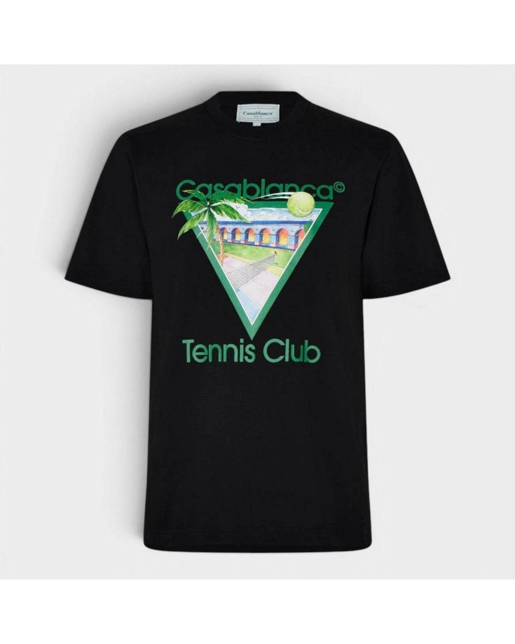 Casablanca Black Tennis Club Icon Printed T-Shirt Cotton for men