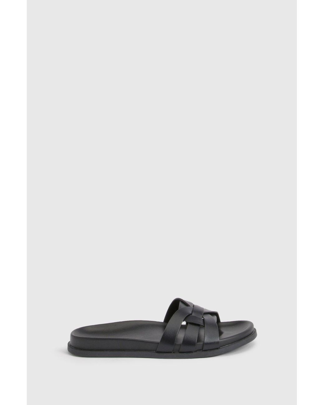 Boohoo White Cut Out Woven Strap Detail Sliders