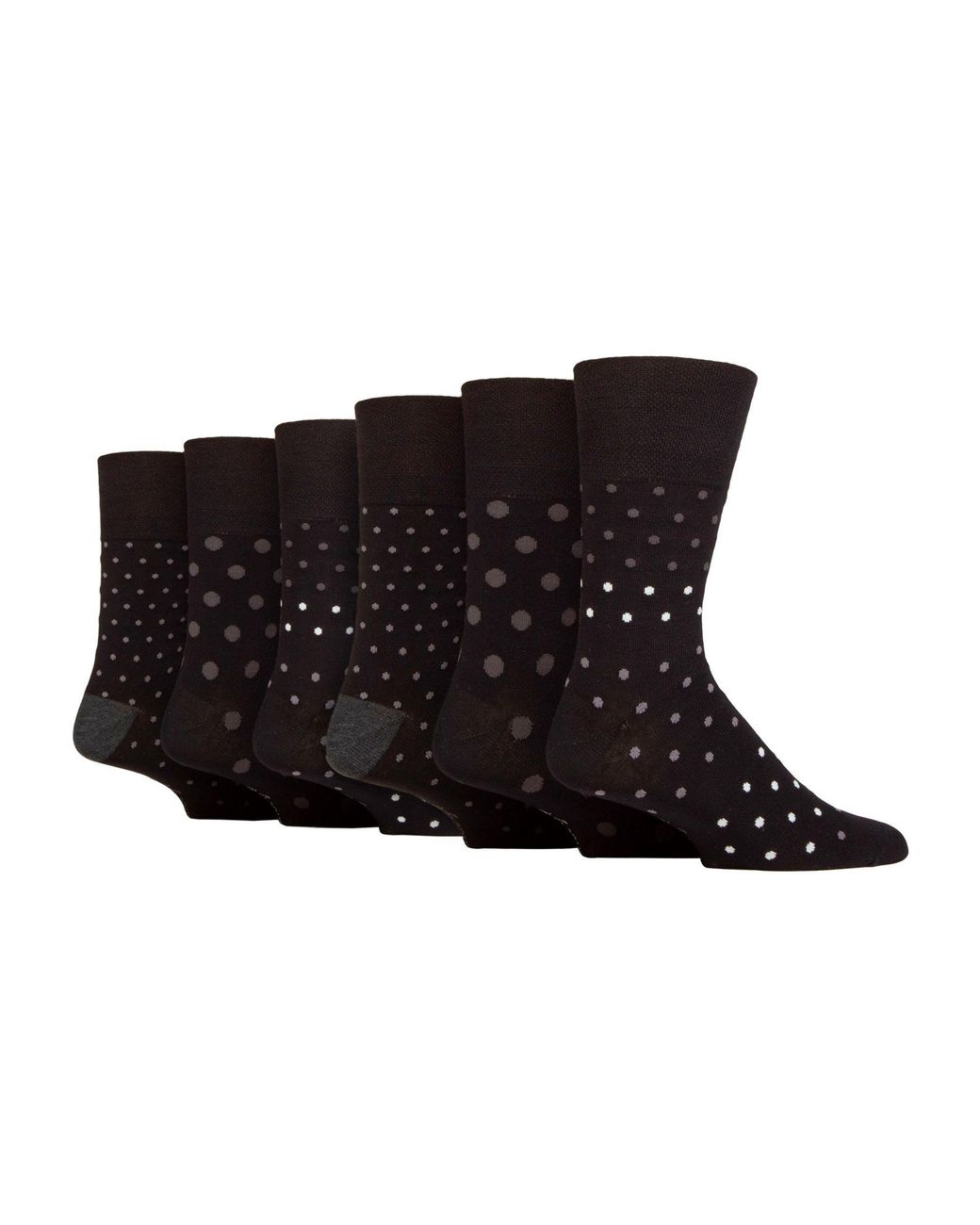 Gentle Grip Black 6 Pack Non Elastic Loose Top Bamboo Socks for men