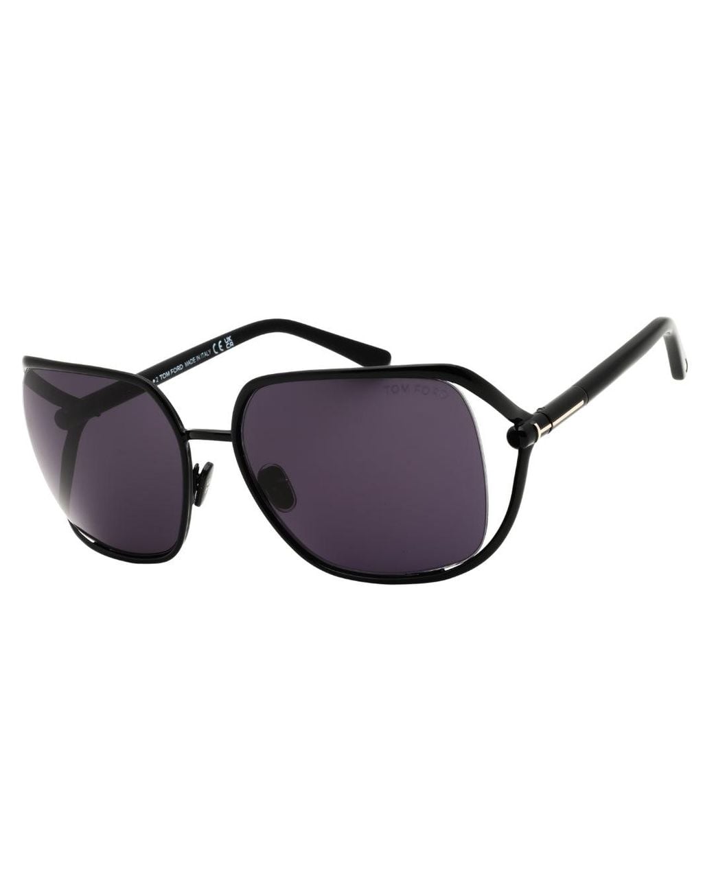 Tom Ford Blue Shiny Framed Smoke Sunglasses