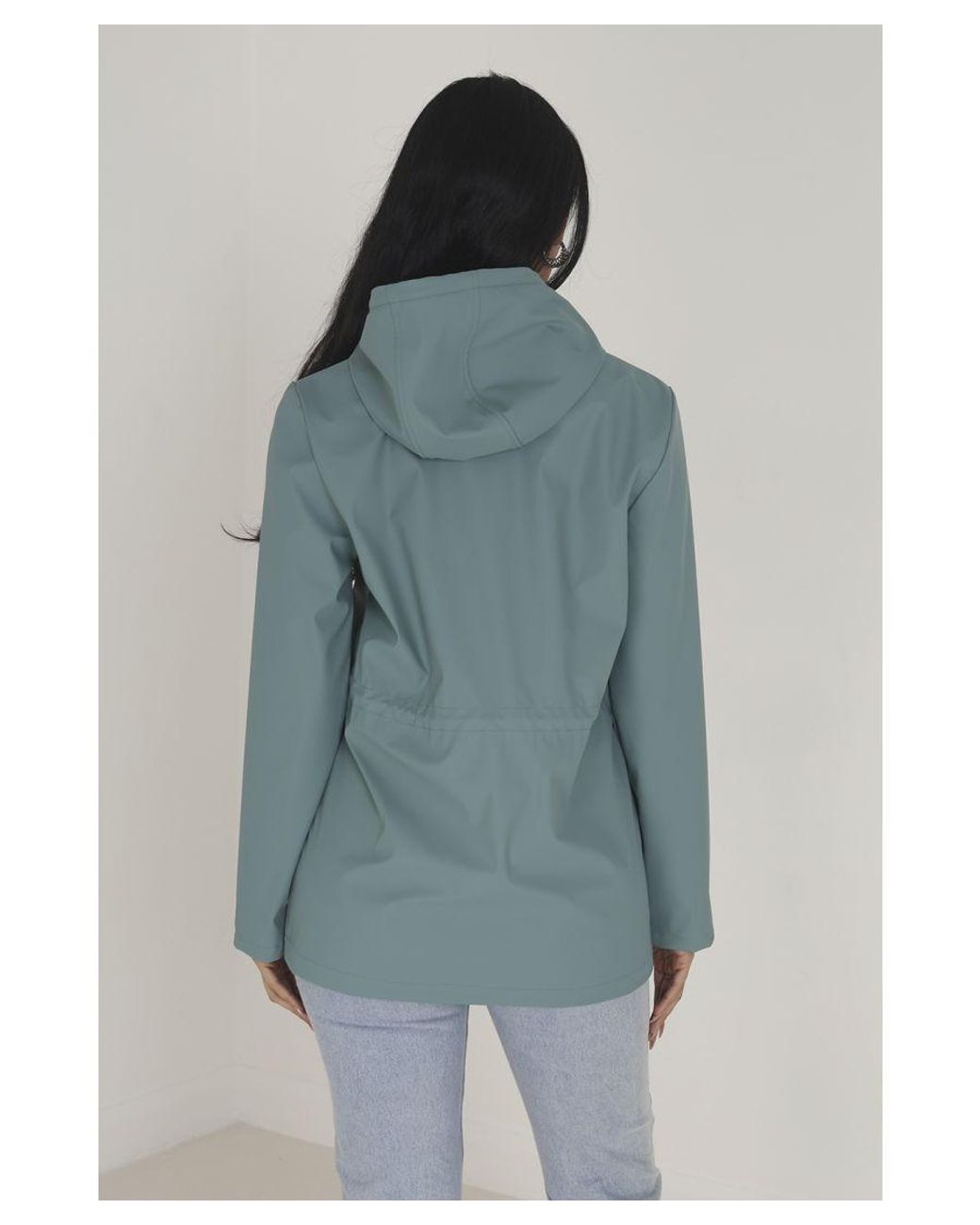 Brave Soul Blue Pale 'Saffy' Hooded Rain Mac Pu