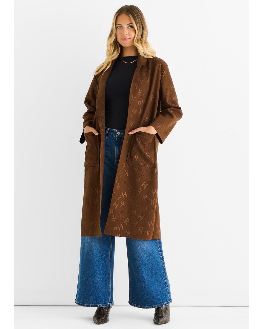 Gini London Blue Embossed Edge To Lightweight Jacket
