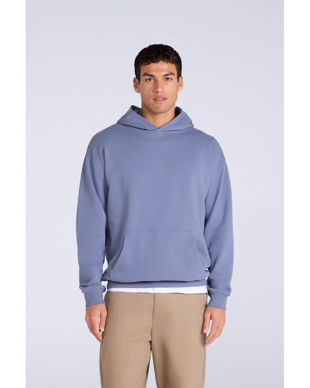 Mountain Warehouse Blue 'Icon' Logo Drop Shoulder Hoodie With Kangaroo Pocket Warm Sweatshirt Cotton for men