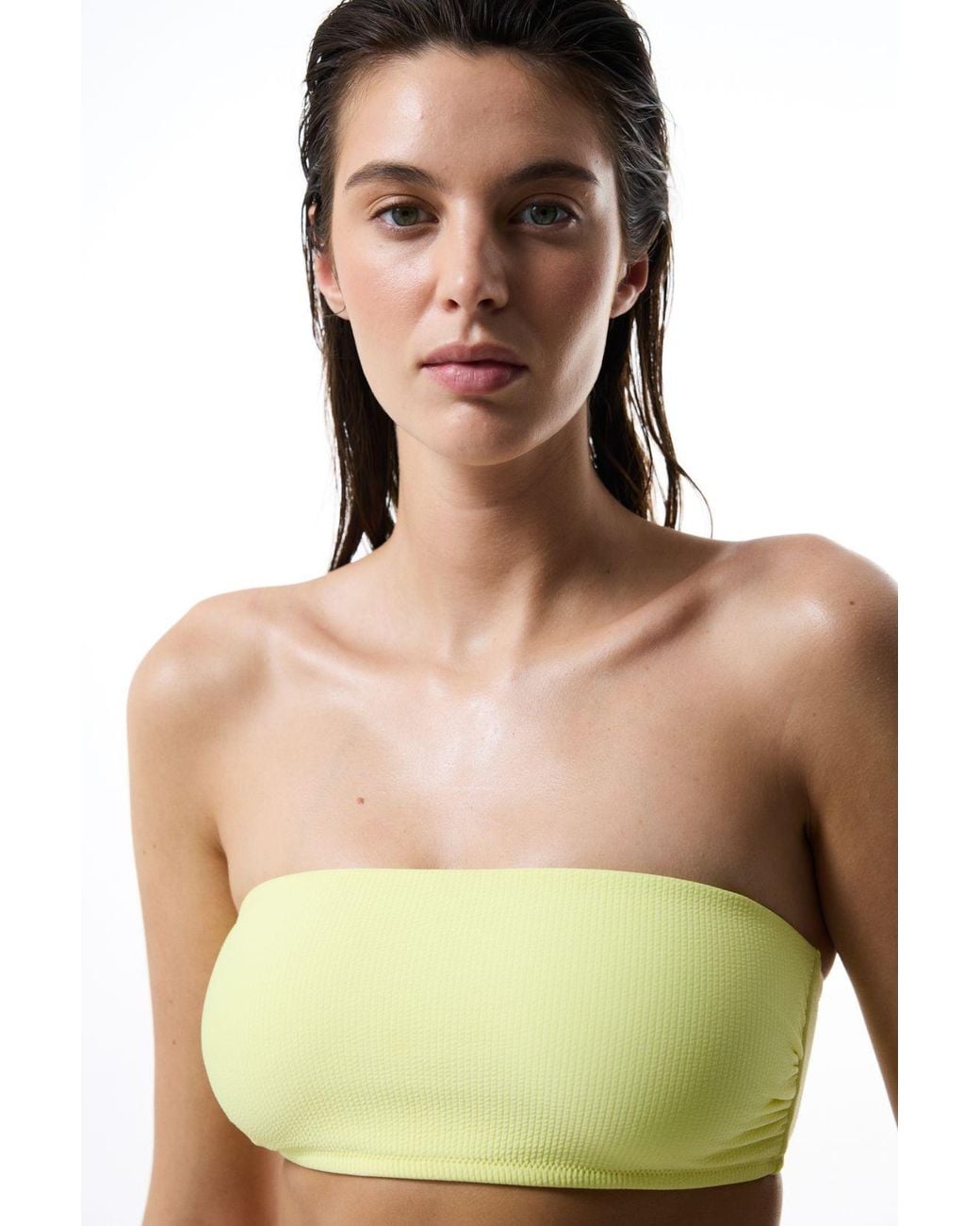 Penti Green Ribbed Bandeau Bikini Top