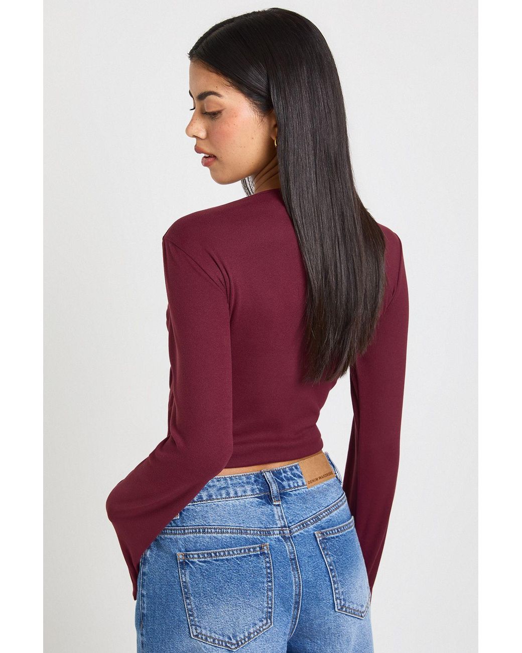Boohoo Red Ultra Soft Long Sleeve Fitted Top